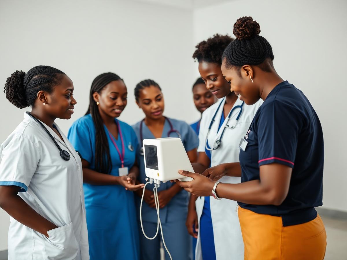 A group of African healthcare workers in a training session